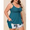imageSummer Mae Plus Size Swimsuit for Women Tankini Two Piece Bathing Suit with Capris Pockets Short High Waist SwimwearRibbed Lush Branches