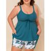 imageSummer Mae Plus Size Swimsuit for Women Tankini Two Piece Bathing Suit with Capris Pockets Short High Waist SwimwearRibbed Lush Branches