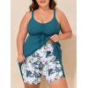 imageSummer Mae Plus Size Swimsuit for Women Tankini Two Piece Bathing Suit with Capris Pockets Short High Waist SwimwearRibbed Lush Branches