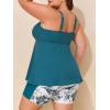 imageSummer Mae Plus Size Swimsuit for Women Tankini Two Piece Bathing Suit with Capris Pockets Short High Waist SwimwearRibbed Lush Branches