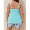 imageSummer Mae Plus Size Swimsuit for Women Tankini Two Piece Bathing Suit with Capris Pockets Short High Waist SwimwearRibbed Rain Leaves