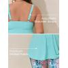 imageSummer Mae Plus Size Swimsuit for Women Tankini Two Piece Bathing Suit with Capris Pockets Short High Waist SwimwearRibbed Rain Leaves