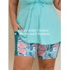 imageSummer Mae Plus Size Swimsuit for Women Tankini Two Piece Bathing Suit with Capris Pockets Short High Waist SwimwearRibbed Rain Leaves