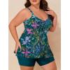 imageSummer Mae Plus Size Swimsuit for Women Tankini Two Piece Bathing Suit with Capris Pockets Short High Waist SwimwearSwaying Green Foliage