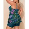 imageSummer Mae Plus Size Swimsuit for Women Tankini Two Piece Bathing Suit with Capris Pockets Short High Waist SwimwearSwaying Green Foliage