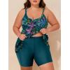 imageSummer Mae Plus Size Swimsuit for Women Tankini Two Piece Bathing Suit with Capris Pockets Short High Waist SwimwearSwaying Green Foliage