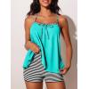 imageSummer Mae Plus Size Swimsuits for Women Two Piece Tankini Sets Tummy Control Bathing Suit Swimwear with ShortsBlack and White Stripes