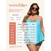imageSummer Mae Plus Size Swimsuits for Women Two Piece Tankini Sets Tummy Control Bathing Suit Swimwear with ShortsBlue Black Brush Flower