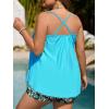 imageSummer Mae Plus Size Swimsuits for Women Two Piece Tankini Sets Tummy Control Bathing Suit Swimwear with ShortsBlue Black Brush Flower