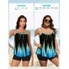 imageSummer Mae Plus Size Swimsuits for Women Two Piece Tankini Sets Tummy Control Bathing Suit Swimwear with ShortsBlue Black Gradient