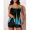 imageSummer Mae Plus Size Swimsuits for Women Two Piece Tankini Sets Tummy Control Bathing Suit Swimwear with ShortsBlue Black Gradient