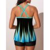 imageSummer Mae Plus Size Swimsuits for Women Two Piece Tankini Sets Tummy Control Bathing Suit Swimwear with ShortsBlue Black Gradient