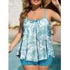 imageSummer Mae Plus Size Swimsuits for Women Two Piece Tankini Sets Tummy Control Bathing Suit Swimwear with ShortsBright Blue Paisley