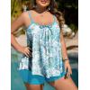 imageSummer Mae Plus Size Swimsuits for Women Two Piece Tankini Sets Tummy Control Bathing Suit Swimwear with ShortsBright Blue Paisley