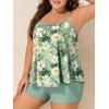 imageSummer Mae Plus Size Swimsuits for Women Two Piece Tankini Sets Tummy Control Bathing Suit Swimwear with ShortsGreen Tropical Plant