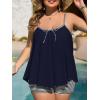 imageSummer Mae Plus Size Swimsuits for Women Two Piece Tankini Sets Tummy Control Bathing Suit Swimwear with ShortsNavy Blue Stripe