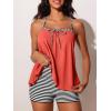 imageSummer Mae Plus Size Swimsuits for Women Two Piece Tankini Sets Tummy Control Bathing Suit Swimwear with ShortsOrange Pink Stripe