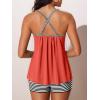 imageSummer Mae Plus Size Swimsuits for Women Two Piece Tankini Sets Tummy Control Bathing Suit Swimwear with ShortsOrange Pink Stripe