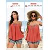 imageSummer Mae Plus Size Swimsuits for Women Two Piece Tankini Sets Tummy Control Bathing Suit Swimwear with ShortsOrange Pink Stripe