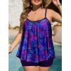 imageSummer Mae Plus Size Swimsuits for Women Two Piece Tankini Sets Tummy Control Bathing Suit Swimwear with ShortsPurple Orchid Leaf