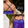 imageSummer Mae Plus Size Swimsuits for Women Two Piece Tankini Sets Tummy Control Bathing Suit Swimwear with ShortsPurple Orchid Leaf