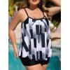 imageSummer Mae Plus Size Swimsuits for Women Two Piece Tankini Sets Tummy Control Bathing Suit Swimwear with ShortsRectangular Checkerboard Pattern