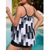 imageSummer Mae Plus Size Swimsuits for Women Two Piece Tankini Sets Tummy Control Bathing Suit Swimwear with ShortsRectangular Checkerboard Pattern
