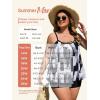 imageSummer Mae Plus Size Swimsuits for Women Two Piece Tankini Sets Tummy Control Bathing Suit Swimwear with ShortsRectangular Checkerboard Pattern