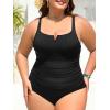imageSummer Mae Ribbed Plus Size One Piece Swimsuit Women Tummy Control VWired Bathing Suit 2025 SwimwearBlack
