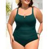 imageSummer Mae Ribbed Plus Size One Piece Swimsuit Women Tummy Control VWired Bathing Suit 2025 SwimwearDark Green