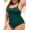 imageSummer Mae Ribbed Plus Size One Piece Swimsuit Women Tummy Control VWired Bathing Suit 2025 SwimwearDark Green