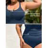 imageSummer Mae Ribbed Plus Size Swimsuit Women One Piece Button up Tummy Control Bathing Suit Retro 2025 SwimwearDark Blue