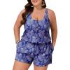 imageSummer Mae Plus Size Swim Romper One Piece Swimsuit Women Blouson Bathing Suit with Pockets 2025 Modest SwimwearColorful Flowers