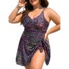 imageSummer Mae Plus Size Swimsuit for Women One Piece Swim Dress Tummy Control Bathing Suit with Flowy Skirt Modest SwimwearGradient Starry Sky