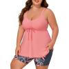 imageSummer Mae Plus Size Swimsuit for Women Tankini Two Piece Bathing Suit with Capris Pockets Short High Waist SwimwearPink Blue Jungle