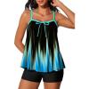 imageSummer Mae Plus Size Swimsuits for Women Two Piece Tankini Sets Tummy Control Bathing Suit Swimwear with ShortsBlue Black Gradient