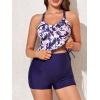 imageMiYang Maternity Tankini Swimsuit Criss Cross Back Bathing Suit Ruched Tie Side Pregnancy Swimwear Two PieceBlue Bouquet