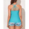 imageMiYang Maternity Tankini Swimsuit Criss Cross Back Bathing Suit Ruched Tie Side Pregnancy Swimwear Two PieceBlue Floral