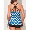 imageMiYang Maternity Tankini Swimsuit Criss Cross Back Bathing Suit Ruched Tie Side Pregnancy Swimwear Two PieceBroken Line