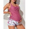 imageMiYang Maternity Tankini Swimsuit Criss Cross Back Bathing Suit Ruched Tie Side Pregnancy Swimwear Two PiecePink Flower