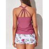 imageMiYang Maternity Tankini Swimsuit Criss Cross Back Bathing Suit Ruched Tie Side Pregnancy Swimwear Two PiecePink Flower