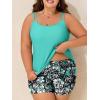 imageSummer Mae Blouson Plus Size Womens Tankini Swimsuits Tummy Control Modest 2025 Two Piece with Sporty Pockets Bathing SuitsBlack Background Floral