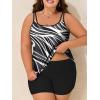 imageSummer Mae Blouson Plus Size Womens Tankini Swimsuits Tummy Control Modest 2025 Two Piece with Sporty Pockets Bathing SuitsBlack White Rhyme