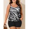 imageSummer Mae Blouson Plus Size Womens Tankini Swimsuits Tummy Control Modest 2025 Two Piece with Sporty Pockets Bathing SuitsBlack White Rhyme