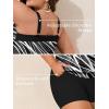 imageSummer Mae Blouson Plus Size Womens Tankini Swimsuits Tummy Control Modest 2025 Two Piece with Sporty Pockets Bathing SuitsBlack White Rhyme