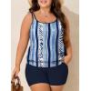 imageSummer Mae Blouson Plus Size Womens Tankini Swimsuits Tummy Control Modest 2025 Two Piece with Sporty Pockets Bathing SuitsBlue Vertical