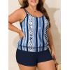 imageSummer Mae Blouson Plus Size Womens Tankini Swimsuits Tummy Control Modest 2025 Two Piece with Sporty Pockets Bathing SuitsBlue Vertical