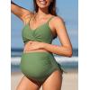 imageSummer Mae Maternity Criss Cross Bikini Swimsuits High Waist String Floral Bathing Suit Two Piece Pregnancy SwimwearArmy Green