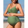 imageSummer Mae Maternity Criss Cross Bikini Swimsuits High Waist String Floral Bathing Suit Two Piece Pregnancy SwimwearArmy Green