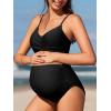 imageSummer Mae Maternity Criss Cross Bikini Swimsuits High Waist String Floral Bathing Suit Two Piece Pregnancy SwimwearBlack